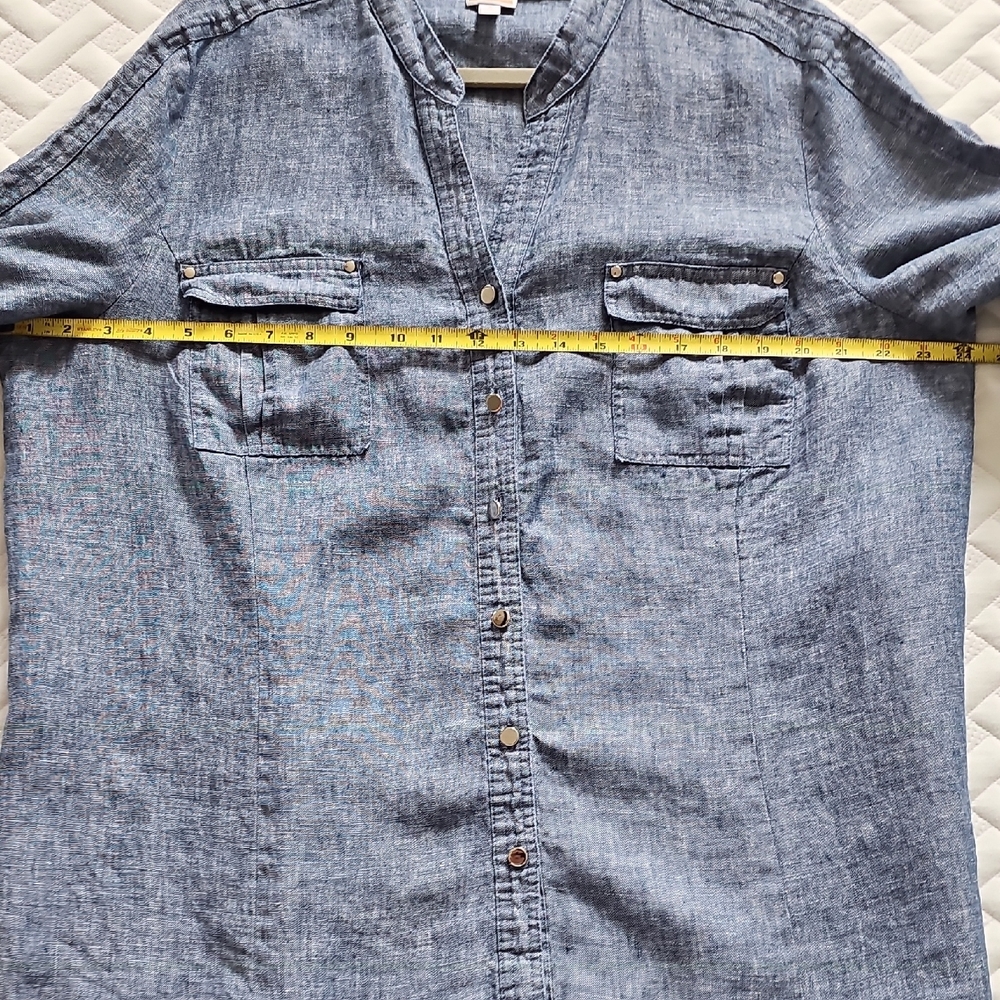 JM Collection Denim-Style Top - Picture 7 of 13